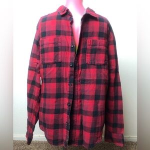 Quiksilver Red and Black Plaid Flannel Shirt